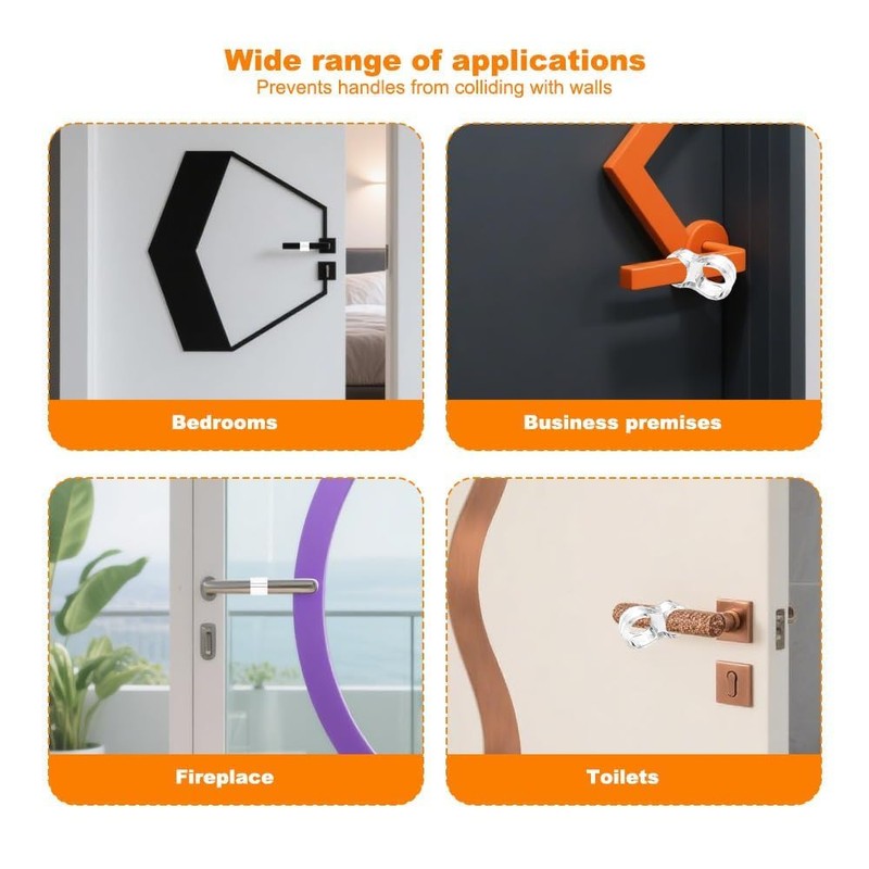 12 Pcs Clear Door Handle Bumpers, Wall Protectors Stopper Guards