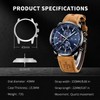 AKNIGHT Men's Wristwatch, Stylish, Popular, Quartz, Natural Leather Strap, Chronograph,
