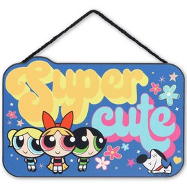 Powerpuff Girls Super Cute Hanging Wood Wall Decor - Fun Powerpuff Girls Sign Featuring Blossom, Bubbles and Buttercup