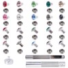 nbeads 200 Sets Rhinestone Rivets, 10 Colours Brass Crystal Rivets