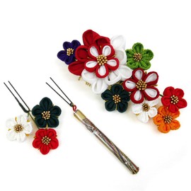 KK-078 Hair Ornament, KK-078 Hair Ornament, KK-078, Kinkzashi, Set of 2, Red, Flower, Flower Decoration, Coming of Age Ceremony, Yukata, Graduation Ceremony, Wedding