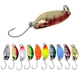 KTGCOZS Pack of 10 Micro Metal Spoon Fishing Lure Trout Bass Fishing Tackle 1/8oz 3g