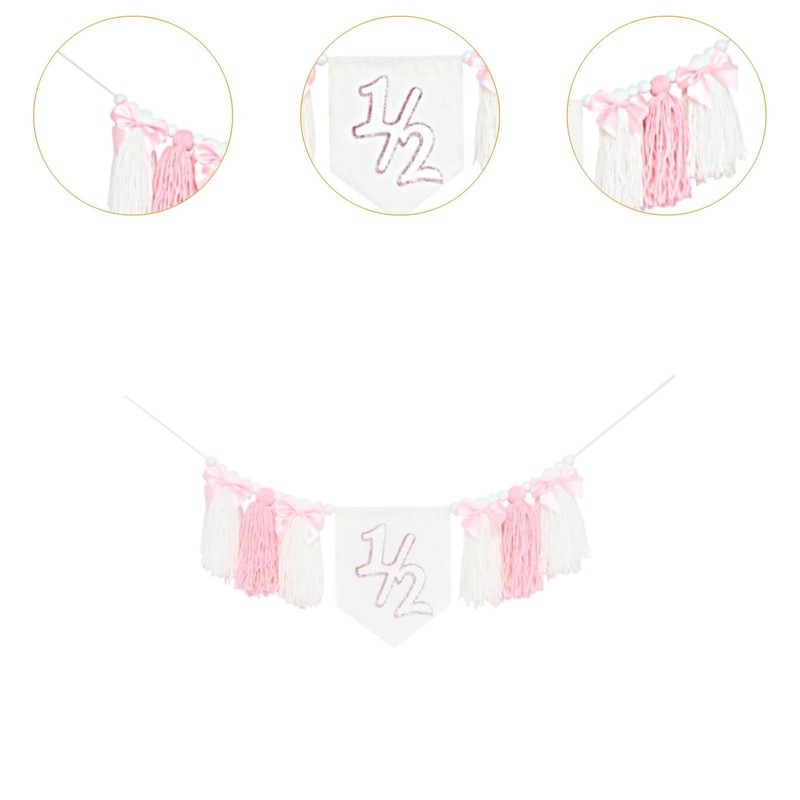 Perfk Pink 1/2 Birthday High Chair Banner Highchair Garland Half