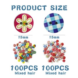 200 Cartoon Pattern Buttons, Wooden Buttons, Clothing Decorative Buttons, Cute Creative Buttons, Clothing Accessories.
