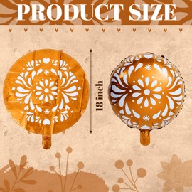 Soaoo 6 Pcs 18 Inches Cielito Lindo Party Balloons Kit - Mexican Talavera Themed Balloons Decorations for Wedding, Birthday, Baby Shower, Bridal Engagement Backdrop & Photo Booth Supplies