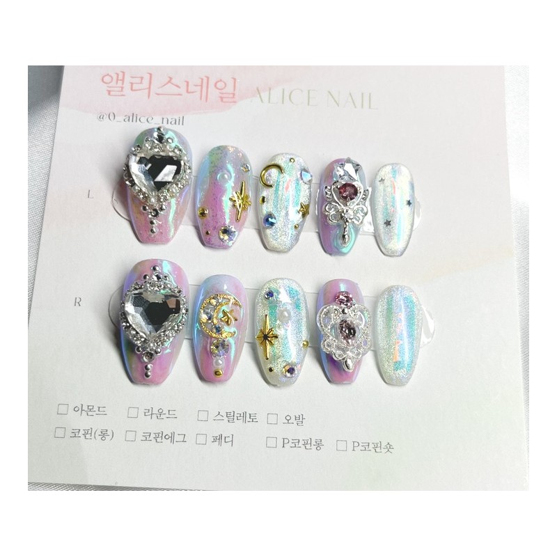 [Handmade Nail Tips] Magical Girl Nail Series 1: Moonlight Angel