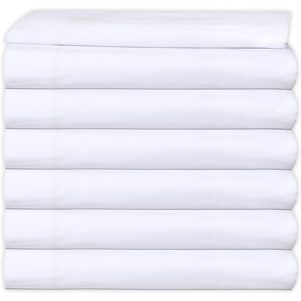 6 Twin Bulk Flat Sheet (66 x108) Inches White T-200