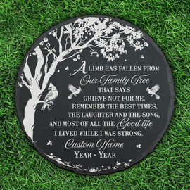 Custom Memorial Slate Stone, A Limb Has Fallen from The Family Tree Stone, Remembrance Gift Sympathy Gift, Memorial Stones for Loved Ones Outside, Memorial Plaque, Memorial Stones (Round)