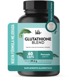 LIFE 360 Glutathione Blend 60 Cpsulas  1320 mg por porcin  30 Porciones  Suplemento Alimenticio con L-Cistena, L-Glicina y L-Glutamina  Glutathione...