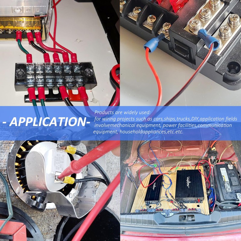 FullFun 360pcs 12-Sizes(M3/M4/M5/M6) Insulated Ring Terminals 22-16/16-14/12-10AWG Ring connectors Electrical