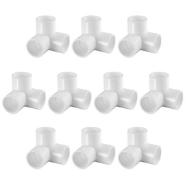 LESSO 10 Pack 3/4" PVC Pipe Fitting, 3 Way Tee Elbow Connector, Furniture Grade PVC Pipe Connector Elbow for All DIY Structure and Frames, SCH40 Pipe Tee Corner Fitting