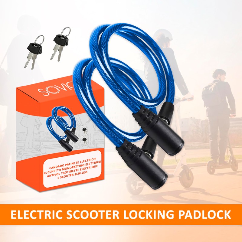 E Scooter Lock Double Security 2 Pieces Steel Cable Durable
