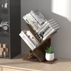 R RUISHENG R RUISHENG 3 Tier Small Tree Bookshelf Desk Book Organizer Narrow Bookcases for Books Magazines CDs Free Standing Retro Wooden Storage Shelves for Home Office Bedroom Living Room Rustic Brown