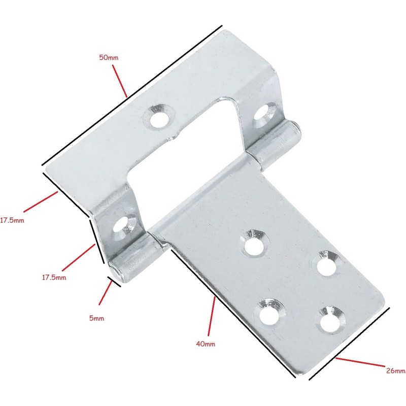 Just Accessories Large 50mm Cranked Flush Hinges - Brass Cabinet/Cupboard/Door