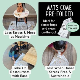 60 Pack | Disposable Splat Mats | THEO'S MATS | Highchair Splat Mat for Floor | Baby Led Weaning Supplies | Biodegradable (THEO001)