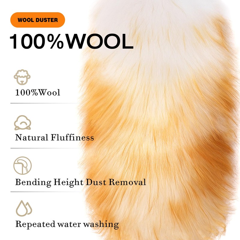 Leories Lambswool Feather Duster with Extension Pole up to 63inch,Extendable