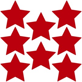 LiteMark Durable Stars, Gloss 5.5 Inch Red Decal, Use on Smooth Concrete, Tile, Glass - Pack of 8 Star Pcs