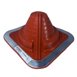 #3 (1/4" to 5") DEKTITE Square Base Combo Pipe Flashing Boot: RED High Temp Silicone Square Base Flexible Pipe Flashing Dektite (DC203REC)