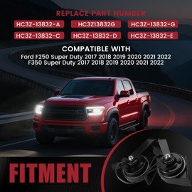 Dual Note Electric Horn Assembly with Bracket Compatible with 2017–2022 Ford F-250, F-350 Super Duty, Replace for HC3Z-13832-G, Waterproof Snail Horn