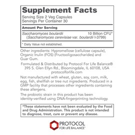 Protocol Saccharomyces Boulardii Probiotics - Immune and Gut Health - 60 Veg Caps