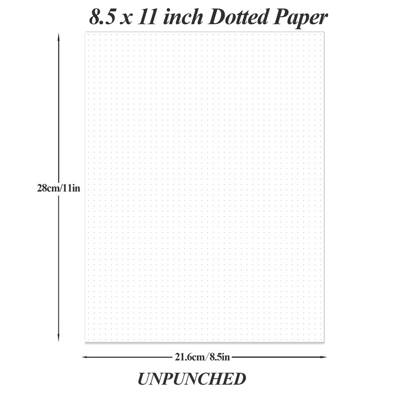 Unpunched Dotted Paper, Letter Size 100Sheets / 200Pages Loose-Leaf Paper,