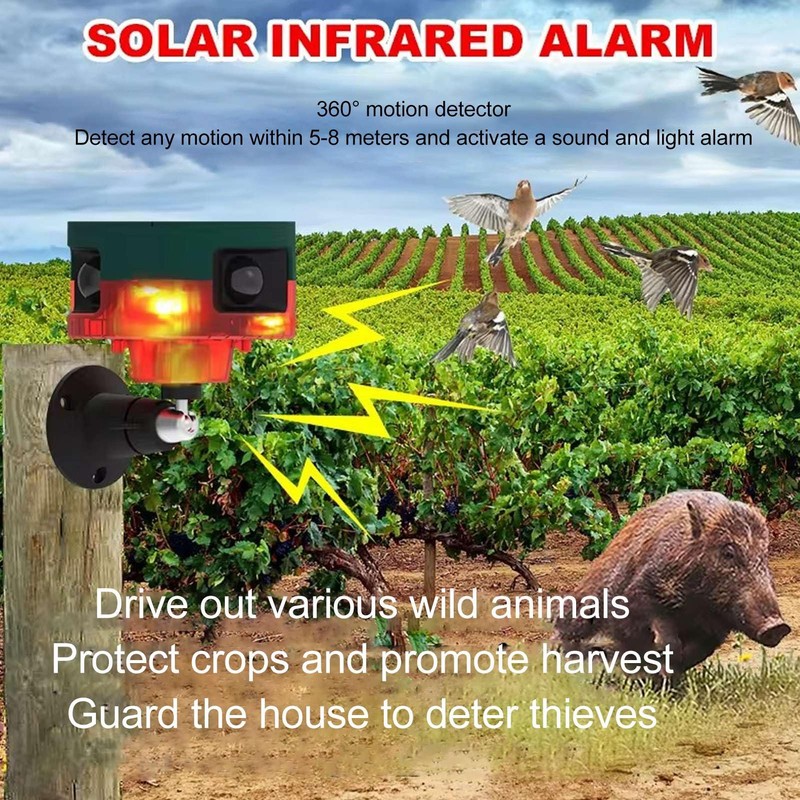Solar Outdoor Motion Sensor Alarm IP55 Waterproof 129dB Siren 360