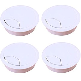 ZESLIV 4 pieces cable guide made of ABS for desk, cable passage for table, table feed-through, round, white, 50 mm
