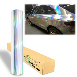 4"x8" (10cmx20cm) Sample Silver Holographic Rainbow Neo Chrome Vinyl Wrap Sticker Decal Film Sheet Free Tool Kit
