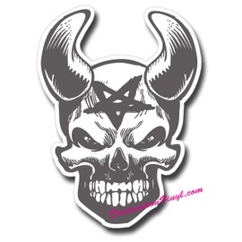 2 x Glossy Vinyl Stickers - Demon Devil Skull Anarchy Laptop Decal #0103 (As Shown.)