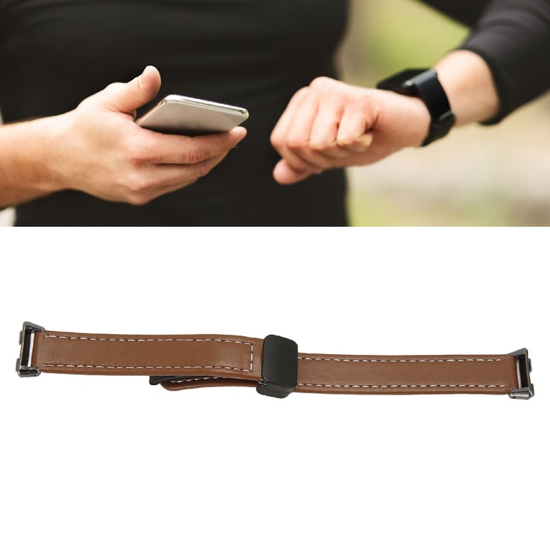 Magnetic Watch Band PU Leather Replacement Unisex Quick Release Wristband