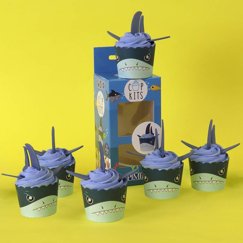 PME Cupcake Decorating Kit with Edible Toppers, Shark Attack