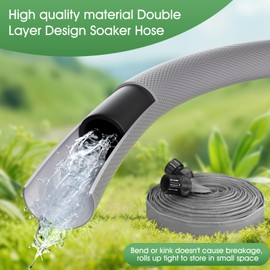 Haeteir Flat Soaker Hose for Garden Beds 50 ft,Linkable Drip Irrigation Hose Save 80% Water, Leakproof Watering Hose with Holes, Duty Double Layer Flexible Leakproof