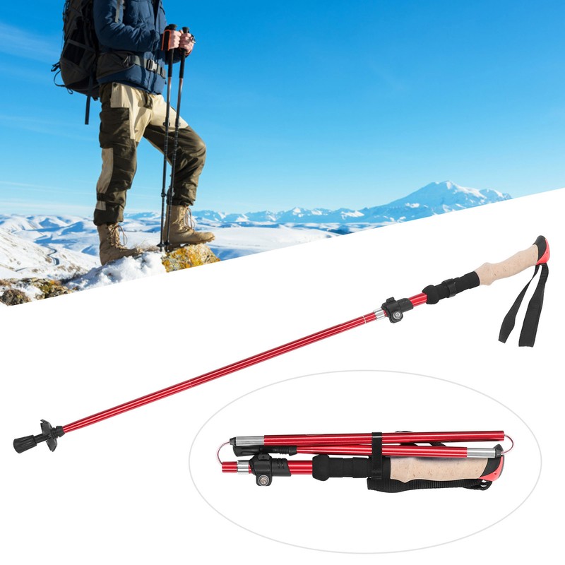 Telescopic Hiking Pole Portable Aluminum Alloy Folding Walking Stick for