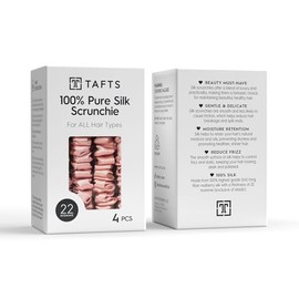Tafts 4 Coleteros de Seda Morera de 22 Momme, Coleteros de Seda Morera para Todo Tipo de Cabello Y Texturas, Accesorios para El Cabello para Mujeres Y