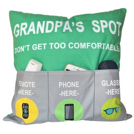 GRANDPA'S SPOT Gifts for Grandpa, 3-Pocket Throw Pillow Covers 18 x 18 Inch, Christmas Birthday Fathers Day Anniversary Thanksgiving Day Gifts for Grandpa from Granddaughter Grandson