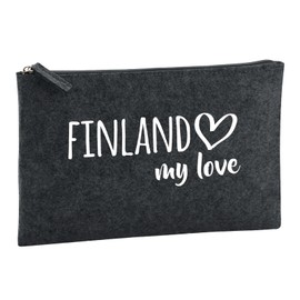 Huuraa Toiletry Bag Finland My Love Gift Cosmetic Bag Charcoal 1 Liter Felt Finland My Love Gift idea