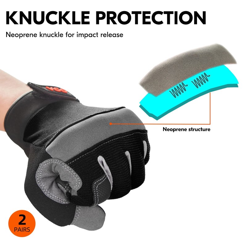 Vgo... 2pairs Safety Work Gloves Touchscreen, Utility Working Gloves for