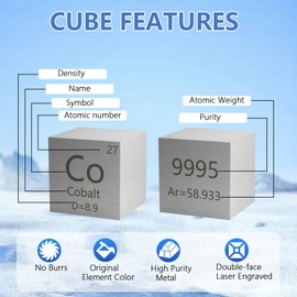 10MM Cobalt Element Cube for Element Collection 0.39" Co Density Cube Periodic Table Collect DIY Biz Gift (Co 0.39inch)