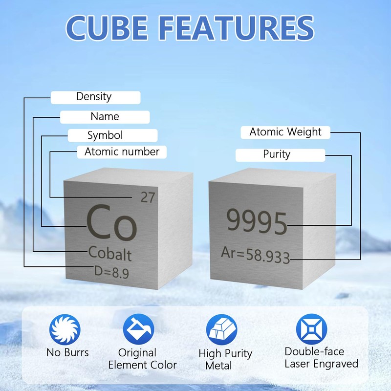 10MM Cobalt Element Cube for Element Collection 0.39" Co Density
