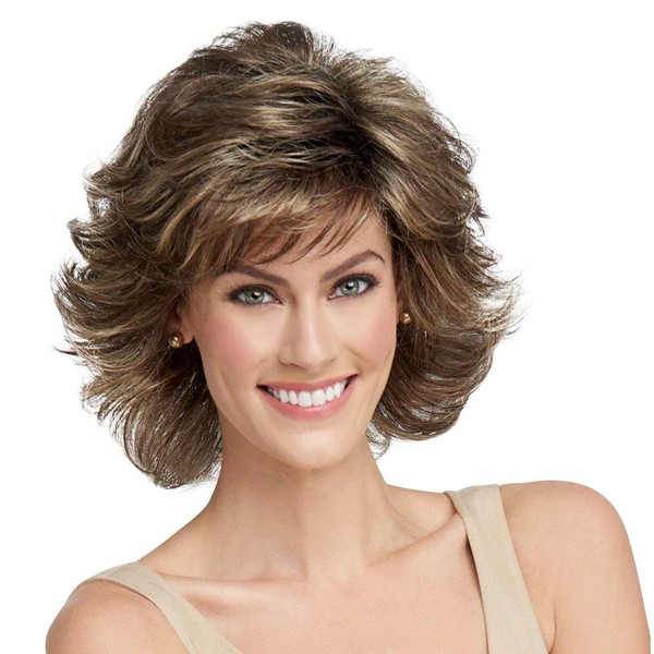 Raquel Welch Breeze, Short Textured Layers With A Feathered Bob Style Hair Wig For Women, R12T Pecan Brown by Hairuwear