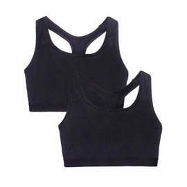 Fruit of the Loom Women's Medium Impact Sports Bras Supports without Padding, Black Hue/Black Hue