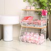 Mefirt Fruit Basket, 2-Tier Bowl for Kitchen Counter, Stackable Wall