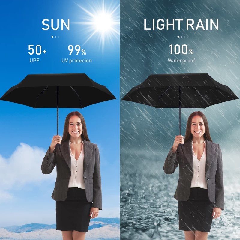 LEAGERA Mini Umbrella For Purse, Small Travel Umbrella Compact Waterproof