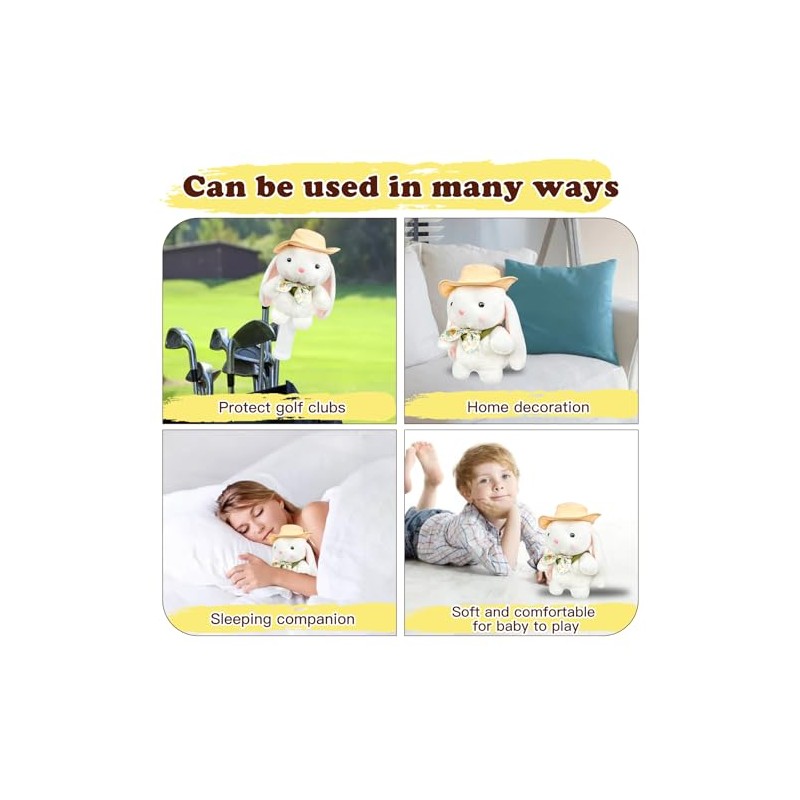 Funny Pudding White Rabbit Golf Headcover, Animals Plush Golf Club