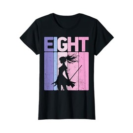 Eight Years Old Martial Arts Ninja 8th Birthday Party Girls T-Shirt