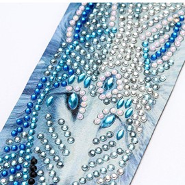 VETPW 5D DIY Wolf Diamond Painting Bookmark, Special Shaped Diamond Pasted Painting Bookmark, Painting by Numbers Kit, Diamond Embroidery Painting Tassel Leather Bookmark Set