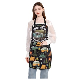 MYSOMY Camping Kitchen Apron Nature Lover Gift Forget the Job Remember the Adventure Gift Camp Life Merch (Adventure Apron3)