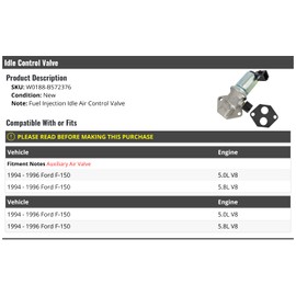 Idle Air Control Valve - Compatible with 1994-1996 Ford F-150 V8