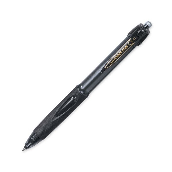Uni-ball - 42070 uni-ball PowerTank Retractable Ballpoint Pens, Bold Point (1.0mm), Black Barrel, Black Ink, 12 Count