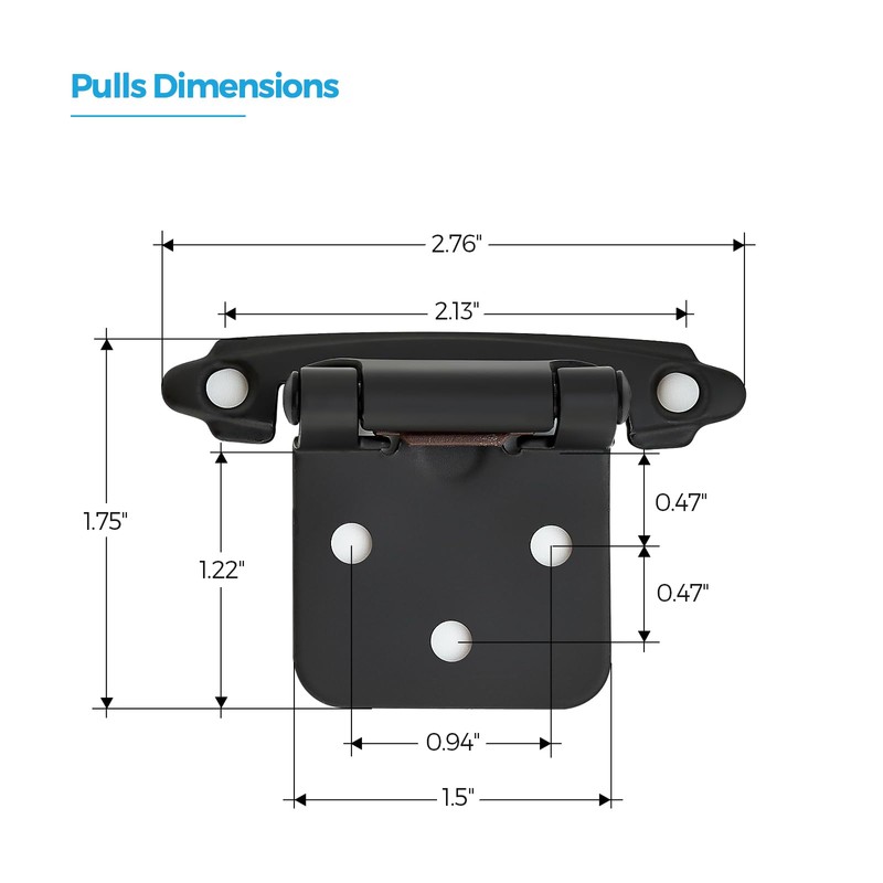 20 Pack (10 Pairs) 1/2 Inch Overlay Kitchen Cabinet Hinges,